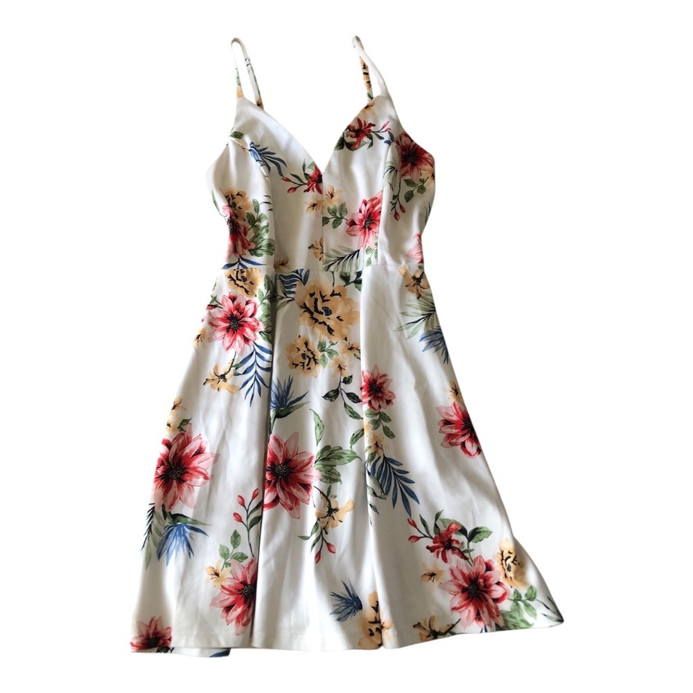 Fashion to Figure White Floral Spaghetti-Strap Mini Dress